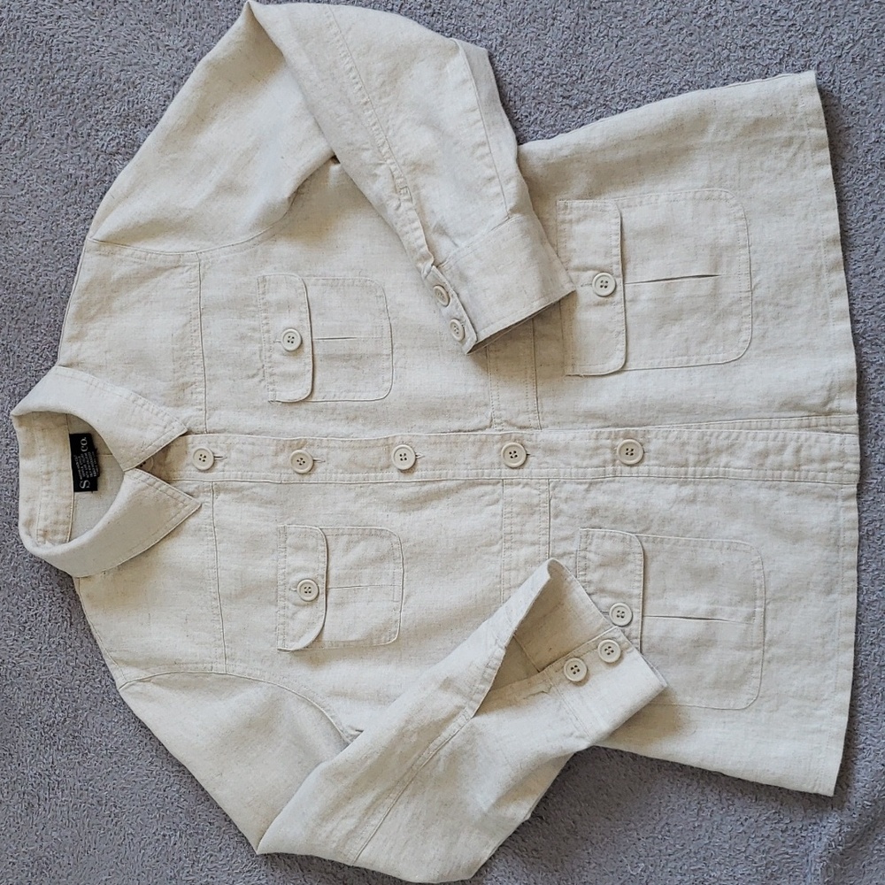 Linen button down jacket for women - Picture 2 of 12